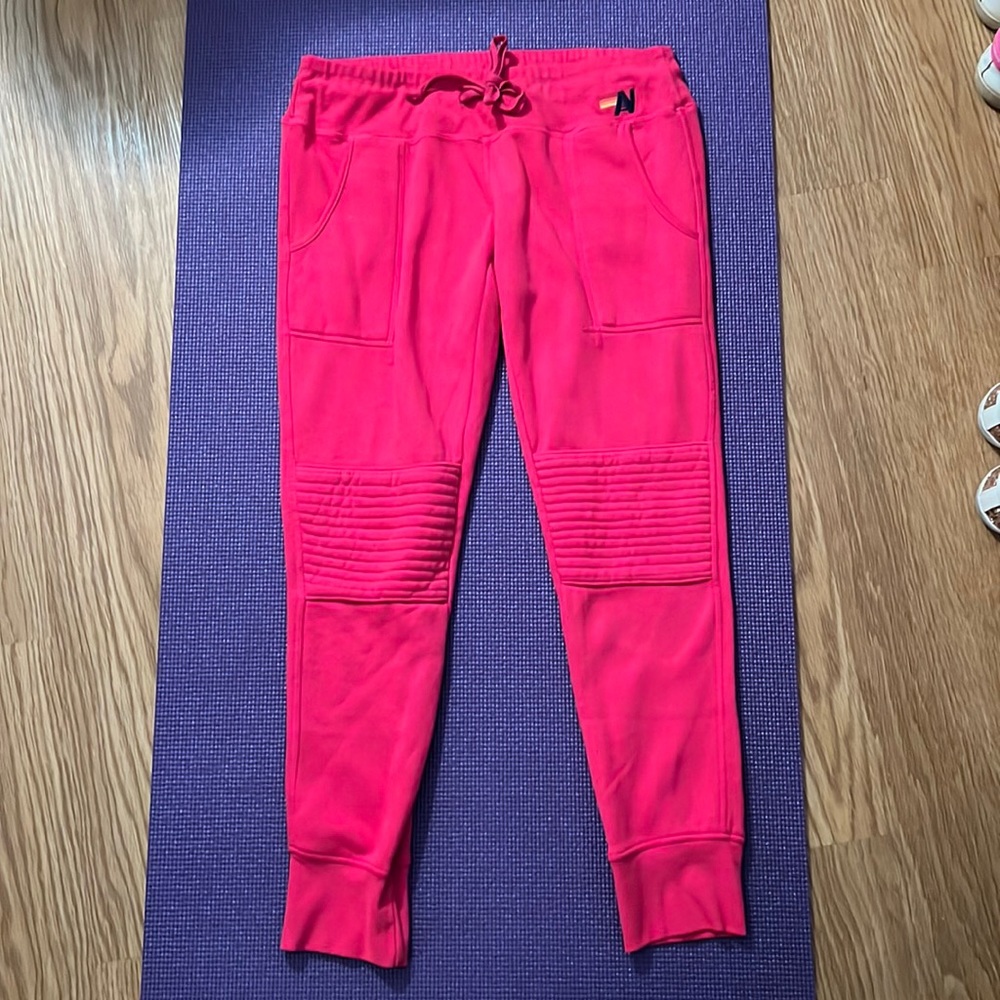 Aviator Nation Brand New Without Tags Sold Out Pink Moto Sweatpants, size M